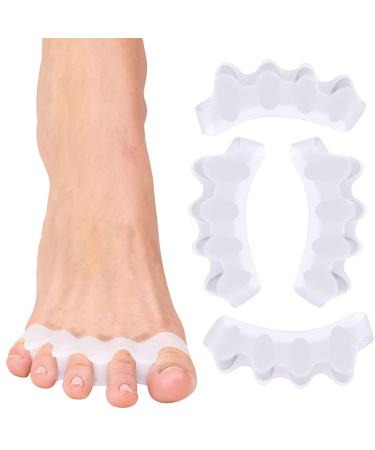 Toe Spacers(2 Pair) Gel Toe Separators to Correct Toes Bunion Corrector for Women Men Toe Spacer Hammer Toe Straightener Toe Stretcher Big Toe Separators (White)