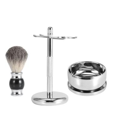 Professional Mens Shaving Kit: Faux Badger Hair Brush Alloy Soap Bowl & Stand Holder - Perfect for a Luxurious Grooming Experience - Buy Online on SooperMarket.com