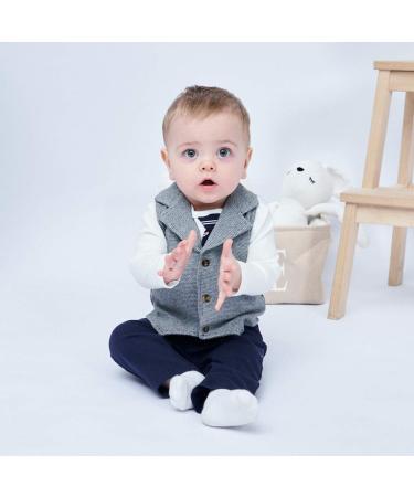Famuka Baby Boy Gentleman Tuxedo Suit 3 Piece Set - 24 Months Grey | Formal Wedding Outfit - Buy Online on SooperMarket.com