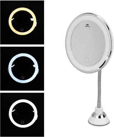 Mirror With Lights Lighted Makeup Mirror With Magnification Rechargeable Double Side 3 Color Lighting Makeup Mirror Dimmable Vanity Mirror With Touch Control 360 Rotation Standing Desk Mirror Suction - Buy Online on SooperMarket.com