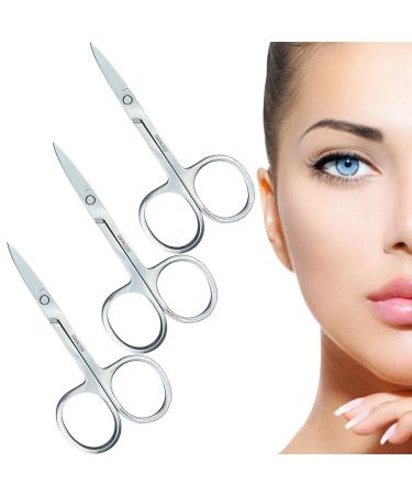 3 Pcs Nail Scissors Professional Multi-Purpose Curved Blade Eyebrow Scissors Sharp Cuticle Scissors for Toenails Manicure Pedicure Cuticle Nose Hair Beard Eyebrows