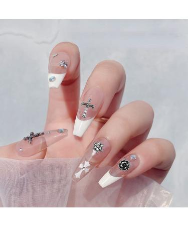Shop Wakihong 60 Pcs Cross Nail Art Earrings - DIY Goth Nail Charms & Accessories for Stunning Manicure Decorations | Antique Silver - Buy Online on SooperMarket.com