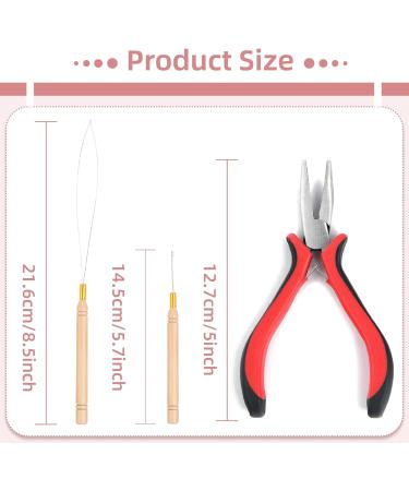 Vlasy Hair Extensions Tools Kit Professional Tools With Hair Extension Pliers Loop Needle Threader and Pulling Hook Needle for Nano Beads and Microlink Beads 3 Pcs Hair Pliers Set - Buy Online on SooperMarket.com