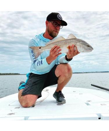 UPF 50+ Lightweight Performance Fishing Hoodie Shirt with Hood - Large, Arctic Blue - Buy Online on SooperMarket.com