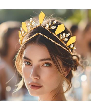 Zoestar Rhinestone Tiaras and Crowns Gold Mirror Tiara Headband Crystal Bridal Headwear for Women - Buy Online on SooperMarket.com