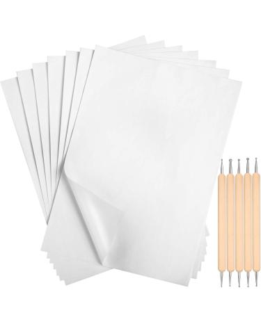 Outus White Carbon Transfer Paper 11.7 x 8.3 Inch Tracing Paper Carbon Graphite Copy Paper with Embossing Stylus Tracing Stylus Dotting Tools for Cloth Fabric Paper Wood (105 Pieces)