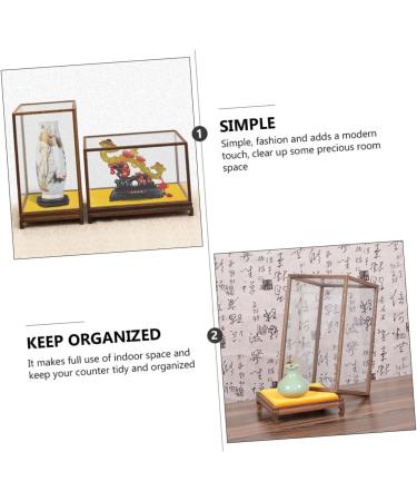 ORFOFE Box Wood Carving Glass Cover clear display stand buddha display stand Display Accessory toy shelf 17x12cm Assorted Color - Buy Online on SooperMarket.com