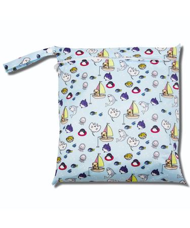 Egurs Wetbag Waterproof Reusable Diaper Bag Nappy Bag Marine Life M 30 * 28cm M 30*28cm Marine Life