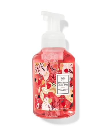 Bath and Body Works Strawberry Pound Cake Gentle Foaming Hand Wash Pretty Floral Label 8.7 Ounce Floral Strawberry 8.7 Ounce (Pack of 1)