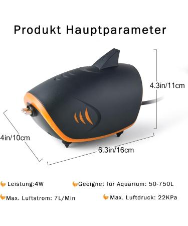 Fedour 4W Quiet Aquarium Air Pump - Dual Output Oxygen Pump for 50-700L Fish Tanks with LED Decor & All Accessories - Buy Online on SooperMarket.com