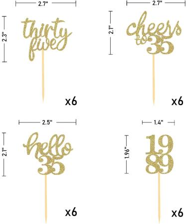 24Pcs Glitter 35th Birthday Cupcake Toppers Hello 35th Birthday Cake Topper- 35th Birthday Decorations for Celebrating Thirty-Five Years Old Birthday Party (Gold) - Buy Online on SooperMarket.com