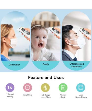 Touchless Digital Infrared Thermometer for Adults and Kids - LCD Screen, Memory Recall, Fever Alarm - White - Buy Online on SooperMarket.com