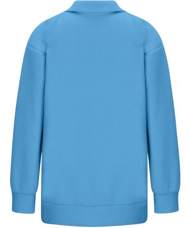 Solid Blue Oversized Half Zip Sweatshirt for Women | 2022 Fall Fashion Top - Buy Online on SooperMarket.com