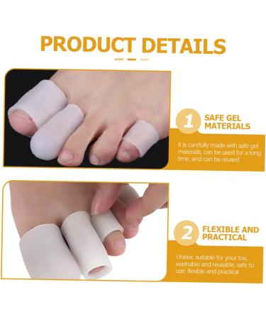 Bunion Toe Gel Protector Sleeves - 10pcs Silicone Rubber Bands for Men and Women - Hammer Toe Spacers - Toe Nail Patch - White Gel Splints - Buy Online on SooperMarket.com