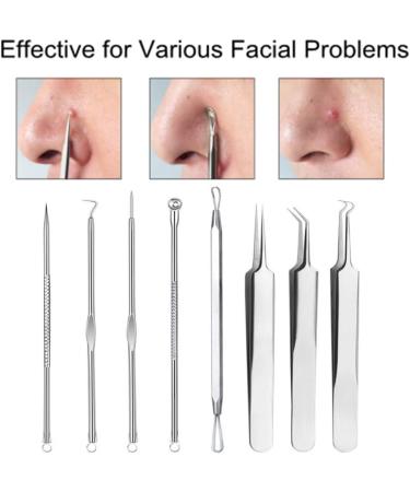 Pinkiou Blackhead Removers and Pimple Extractors Kit - 8-in-1 Skincare Tool for Face and Nose - Buy Online on SooperMarket.com