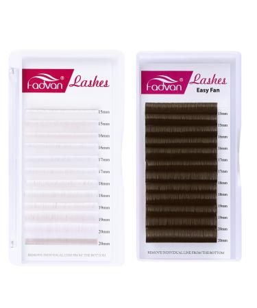 White+Brown Eyelash Extensions 0.07mm D Curl 15-20mm Easy Fan Lashes