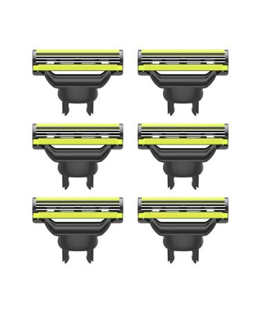 YINKE 6 Replacement Blade Heads Fits Philips One Blade QP2724 QP2630 QP2824 QP2734 and OneBlade Pro 360 Electric Shaver 3-Layer Platinum Coated Blades with Aloe Vera Extract Easy Shaving 6pcs