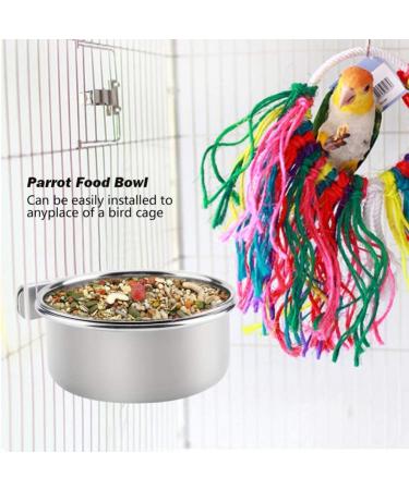PINVNBY Stainless Steel Parrot Feeding Cups - Pack of 2 | Bird Food Dish with Clamp Holder for Cockatiel Conure Budgies Parakeet Macaw Chinchilla - Buy Online on SooperMarket.com