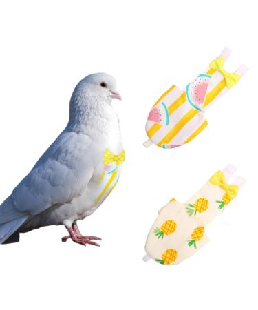 KAMA BRIDAL Bird Diaper Parrot Washable Diaper Nappies for Pigeon Parakeet Cockatiel Macaw Budgie Canary Flight Suit 2 Pcs