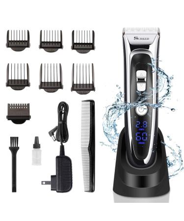Hair Clippers for Men Professional Cordless Hair Clippers Haircut Kit Mens Hair Clippers Haircut Beard Trimmer Hair Cutting Set for Men Rechargeable LED Display Beard Trimmer for Men (Black)