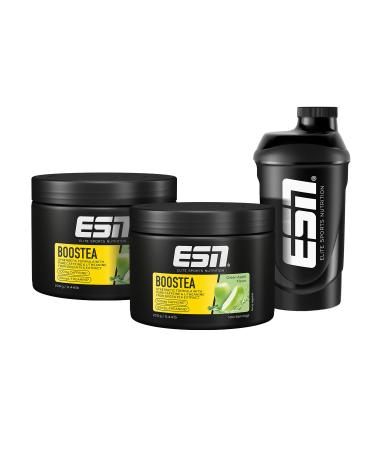 ESN Boostea + Free Shaker Green Apple 2 x 200 g booster with caffeine L-theanin and green tea extract vegan tested quality-made in Germany 2 x Green Apple 200 g (2 Pack)