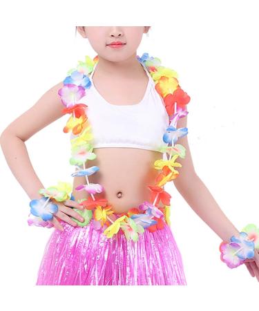 Hawaiian Luau Tropical Flower Crown Set for Women - Headband, Wristbands, Necklace, Bracelets, Hair Band - Perfect for Summer Beach Vacation and Pool Party Decorations - Colorful - Buy Online on SooperMarket.com