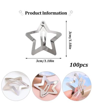 100pc Metal Star Snap Hair Clips - Y2K Silver Barrettes for Women and Girls - Buy Online on SooperMarket.com
