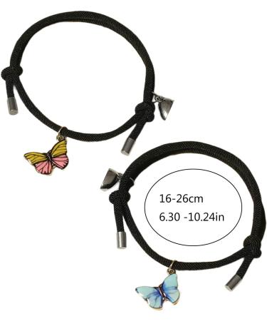 Bestvisse Set of 2 Luminous Butterfly Charm Bracelets Glow In The Dark Wristchains Magnetic Couple Jewelry for Men and Women - Buy Online on SooperMarket.com