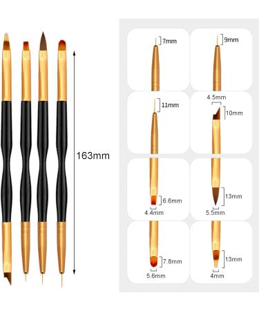 Yoezuo Nail Art Brush Set - 4 Double Ended Brushes for UV Gel Paint & Manicure DIY - Buy Online on SooperMarket.com