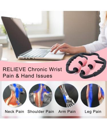 StrongTek Trigger Point Roller Massager for Forearm, Elbow, Hand, Arm, and Leg - Deep Tissue Self Massage for Golfer & Tennis Elbow Treatment - Athlete Muscle Pain Relief - Black + Pink - Buy Online on SooperMarket.com