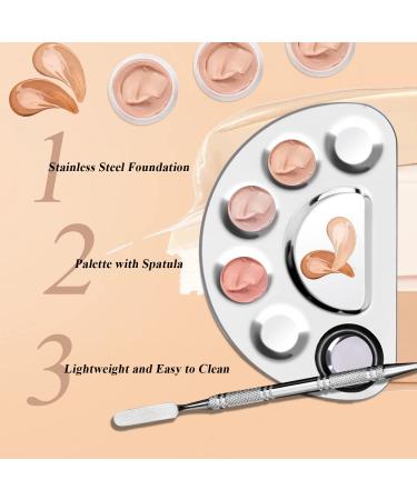 Stainless Steel Makeup Mixing Palette & Spatula Tool for Foundation & Nail Art - Lightweight Artist Tool for Cosmetic Mixing - Buy Online on SooperMarket.com