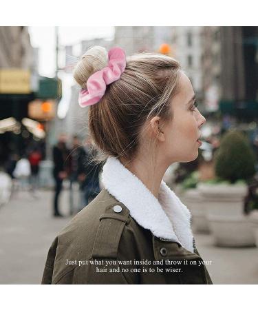 20 Pcs Pink Velvet Hair Scrunchies for Women and Girls - Soft Elastic Bobbles Ropes in Solid Colors - Cute Hair Accessories by Didder - Buy Online on SooperMarket.com
