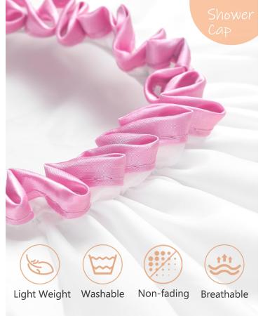 Buy Mikimini White Shower Hood 2-Pack - Waterproof & Reusable Bathing Hair Caps | Soft Cute Light-Resistant | Medium White & Pink Lace - Buy Online on SooperMarket.com