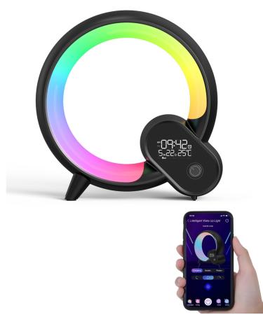 Light alarm clock daylight alarm clock wake up light radio alarm clock with light 12 alarm clocks natural noises app control Bluetooth audio digital alarm clock bedside lamp night light adults