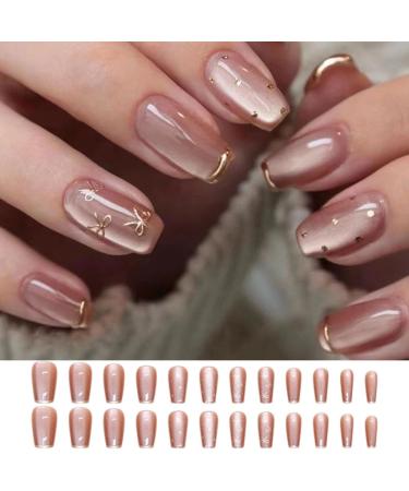 Ruarby Professional French Tip Press on Nail False Nails Full Cover Artificial Nails Tips Art Accessories for Fashion Women - Buy Online on SooperMarket.com