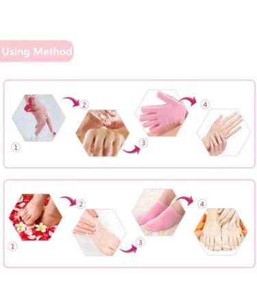 Pinkiou Moisturizing Gel Socks & Gloves for Cracked Hands & Feet - Softening Treatment (Pink) - Buy Online on SooperMarket.com