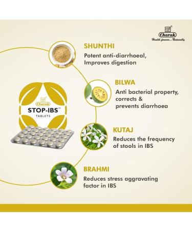 Johns Charak Pharma Stop-IBS Tablet - Relief for Irritable Bowel Syndrome | Contains Sunthi, Bilva & Musta | 30 Tablets - Buy Online on SooperMarket.com