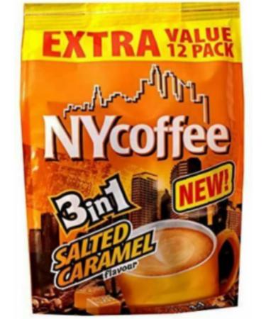 NYCoffee 3 in 1 Instant Coffee sachets|3 Flavours - Salted Caramel Vanilla & Irish Flavours Bundled with Temas Store Coffee Stirrers & Coffee Sleeves & Reusable Plastic Coffee Cup|36 Coffee Sachets - Buy Online on SooperMarket.com