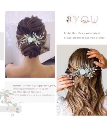 IYOU Women Wedding Hair Comb Silver Flower Headpiece Leaf Beads Hair Piece Guest Prom Hair Accessories for Bride and Bridesmaid - Buy Online on SooperMarket.com