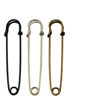 Wish Hally Wood Set of 12pcs Extra-Large 4 Steel Safety Pins - Blankets  Skirts  Kilts  Crafts   (12pcs)