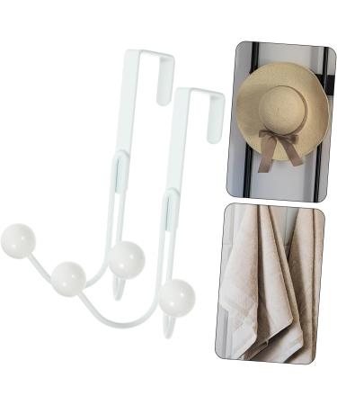 CIYODO 2pcs Double Hook Towel Rack Coat Hangers Metal Coat Hanger Hooks Hanging Hook Wall Mount Nail 14x9cm White - Buy Online on SooperMarket.com