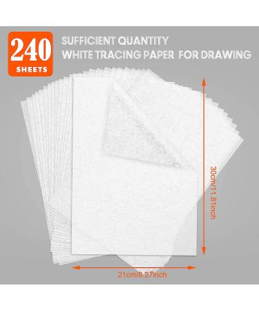 Transfer Paper Tracing Paper for Drawing Trace Paper - PSLER 240 Sheets White Translucent Tracing Paper with 5Pcs Pencil on Artist Lettering Sketch Drawing for Pencil Ink Markers A4 Size 8.5 X 11 Inch 240PCS White tracing - Buy Online on SooperMarket.com