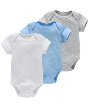 Bestele Baby Bodysuits Bodysuit for Newborn Boys and Girls Cotton Baby Onesies Rompers Short Sleeve for Toddler Infant 0-3-6-9-12-18-24 Months Coverall Undershirt Set Pure Color B 3-6 Months