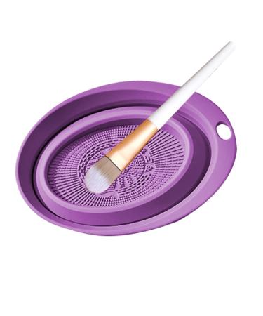 puzzlegame Silicone Cleaning Mat - Silicone Pad Scrubber Silicone Cleaning Bowl Makeup Brush Cleaner Washing Tools for Makeup Eggs Purple