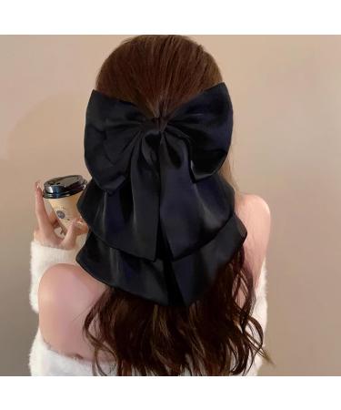 Hair Bows for Women 2PCS Black Red Hair Bow Satin Bow Hair Clips Large Silky Ribbon Bows Hair Accessories Bow Clips for Women Short 1 count (Pack of 1) Short Style - Buy Online on SooperMarket.com