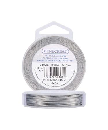 BENECREAT 300-Feet 0.018inch/ 0.46mm Tiger Tail Beading Wire 7-Strand Bead Stringing Wire for Necklace Bracelet Making 0.46mm - 7 Strands Lightgrey