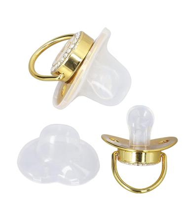Stylish Toddler Pacifier - Portable Silicone with Golden 'J' Letter & Rhinestones - Safe & Exquisite - Buy Online on SooperMarket.com
