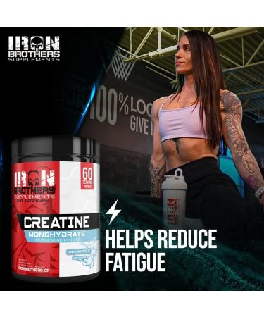 Iron Brothers Supplements - Pure Creatine Monohydrate Powder 300g - Creatine Powder for Post-Workout Muscle Building Strength Gains - Performance Booster for Men and Women | Unflavored - 60 Servings - Buy Online on SooperMarket.com