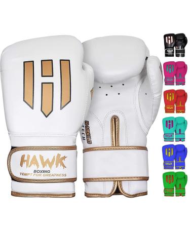 Hawk Sports Boxing Gloves for Men and Women with Foam Padding for Throwing Knockout Punches with Power and Confidence White 16 oz