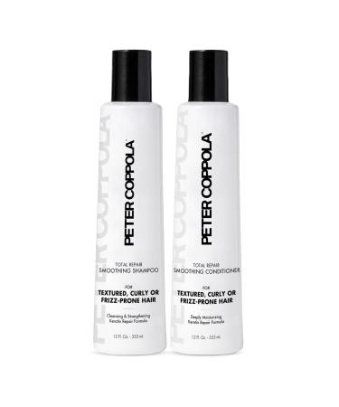 PETER COPPOLA Total Repair Shampoo & Conditioner Duo Color-safe Sodium Chloride-free Sulfate-free Shampoo For Color Treated Hair And Smoothing Conditioner Keratin Treatment Aftercare (12 Fl Oz)